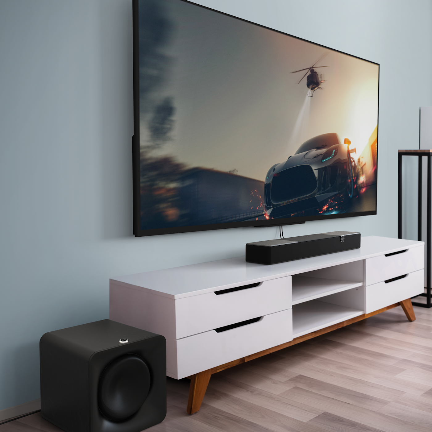 Klipsch Flexus Core 100 SUB 100 with action film on tv 2000x2000