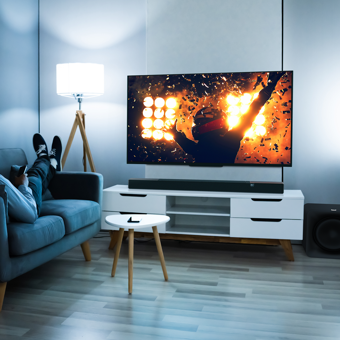 Klipsch Flexus Core 200 showing race on tv 2000x2000